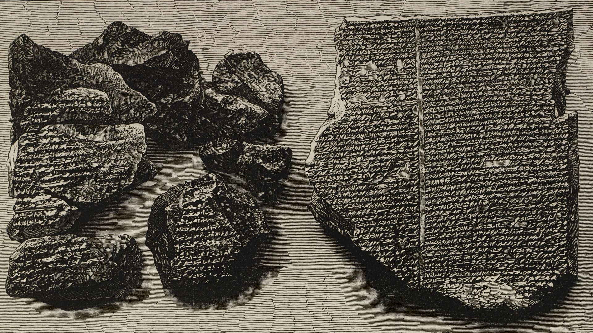 Fragments de la tablette de Gilmaseh. Illustration