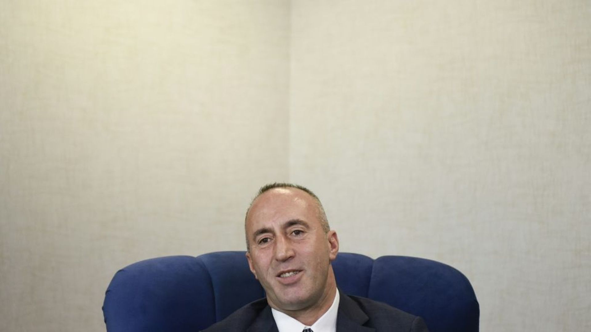 Le Premier ministre du Kosovo, Ramush Haradinaj, lors d'un entretien avec l'AFP le 25 janvier 2019 à Pristina