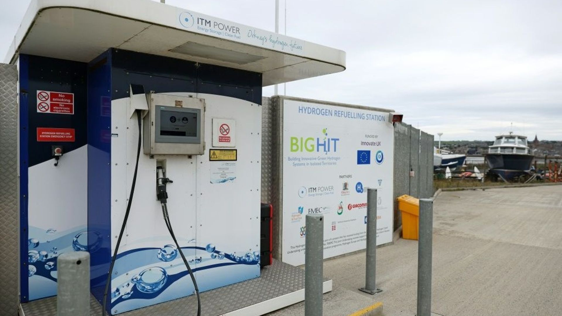Une station distribuant de l'hydrogène à Kirkwall, le 6 septembre 2021 au Royaume-Uni.