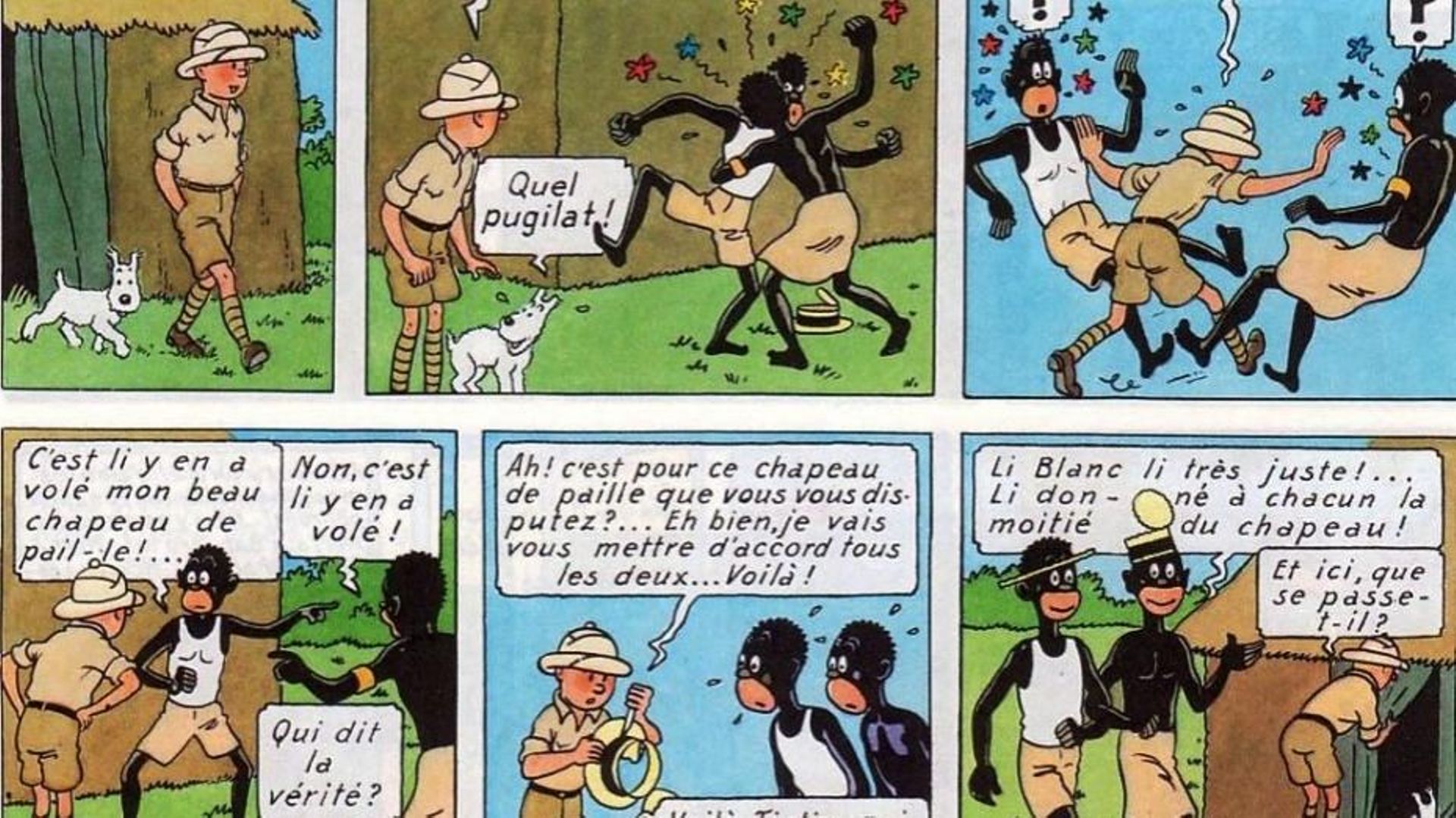 La même séquence dans l'édition traditionnelle de Tintin au Congo (sortie en 1946).