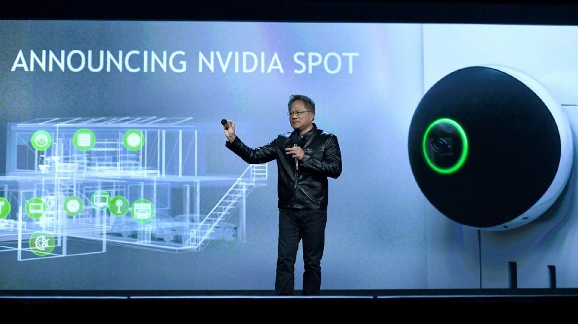 Nvidia spot, une technologie qui permet aux utilisateurs de Google d'être connecté à la maison via des assistants vocaux.  Le 4 janvier 2017 au CES de Las Vegas