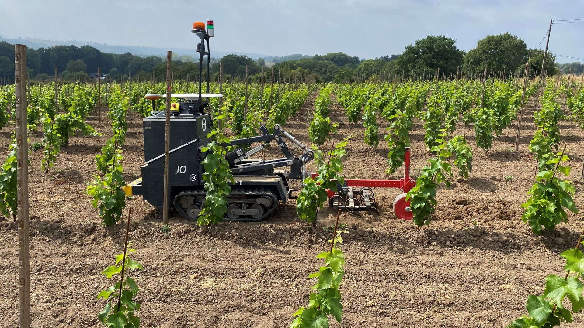 Le robot de la société Naïo à l’œuvre dans les vignes de VivArdent