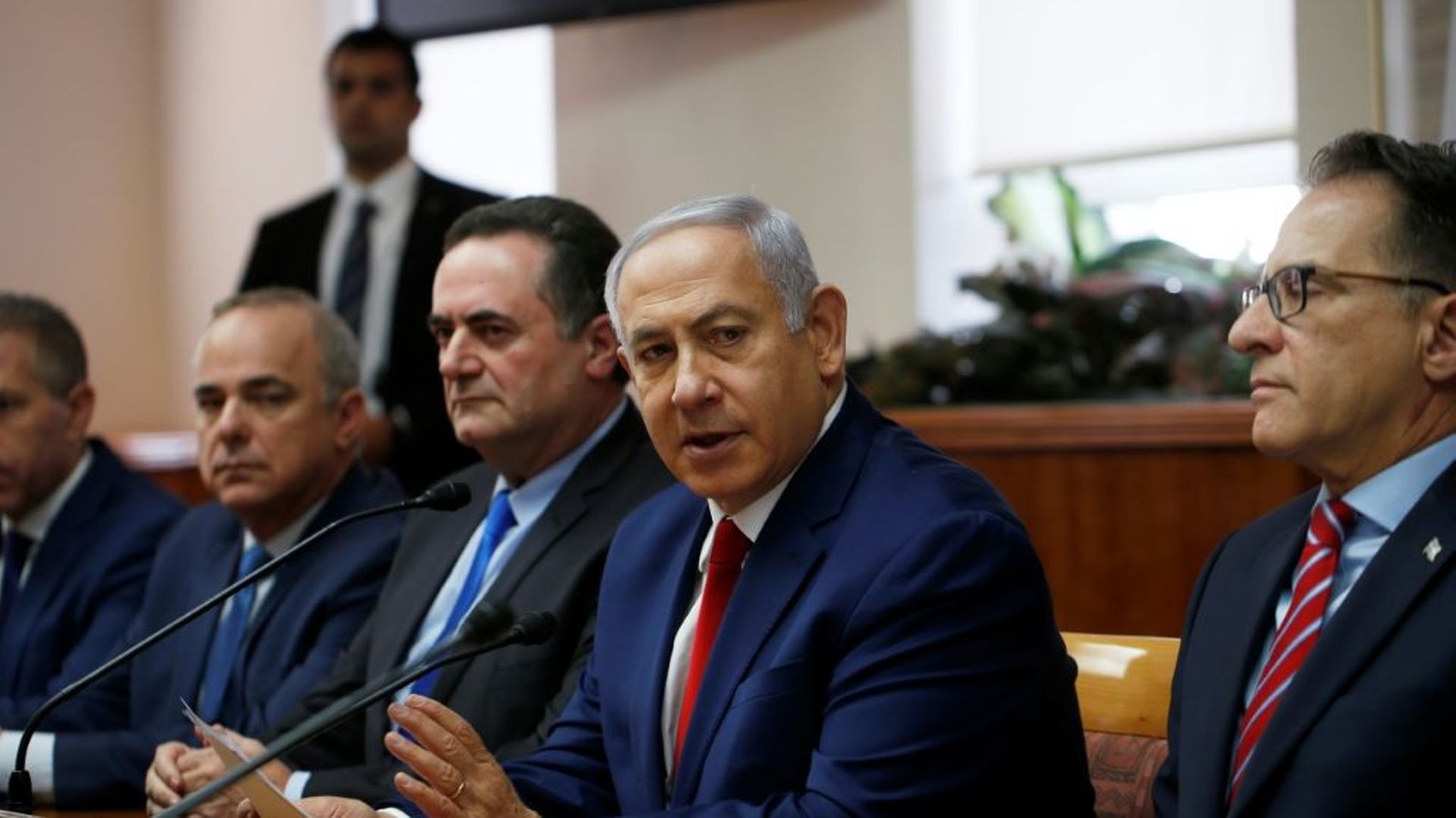 Le Premier ministre israélien Benjamin Netanyahu participant au conseil des ministres hebdomadaire le 23 décembre 2018 à Jérusalem
