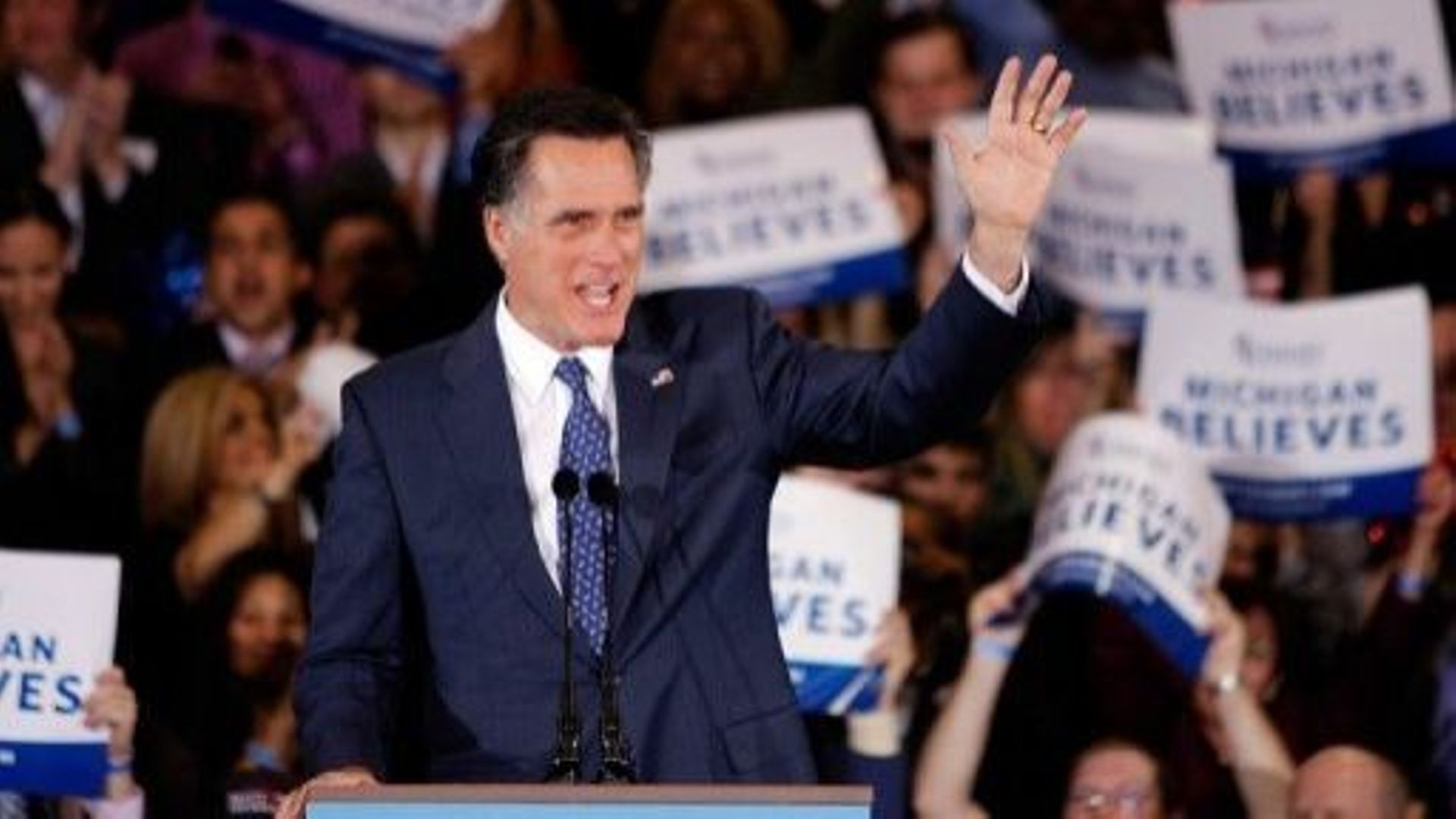Mitt Romney le 28 février 2012 à Novi dans le Michigan