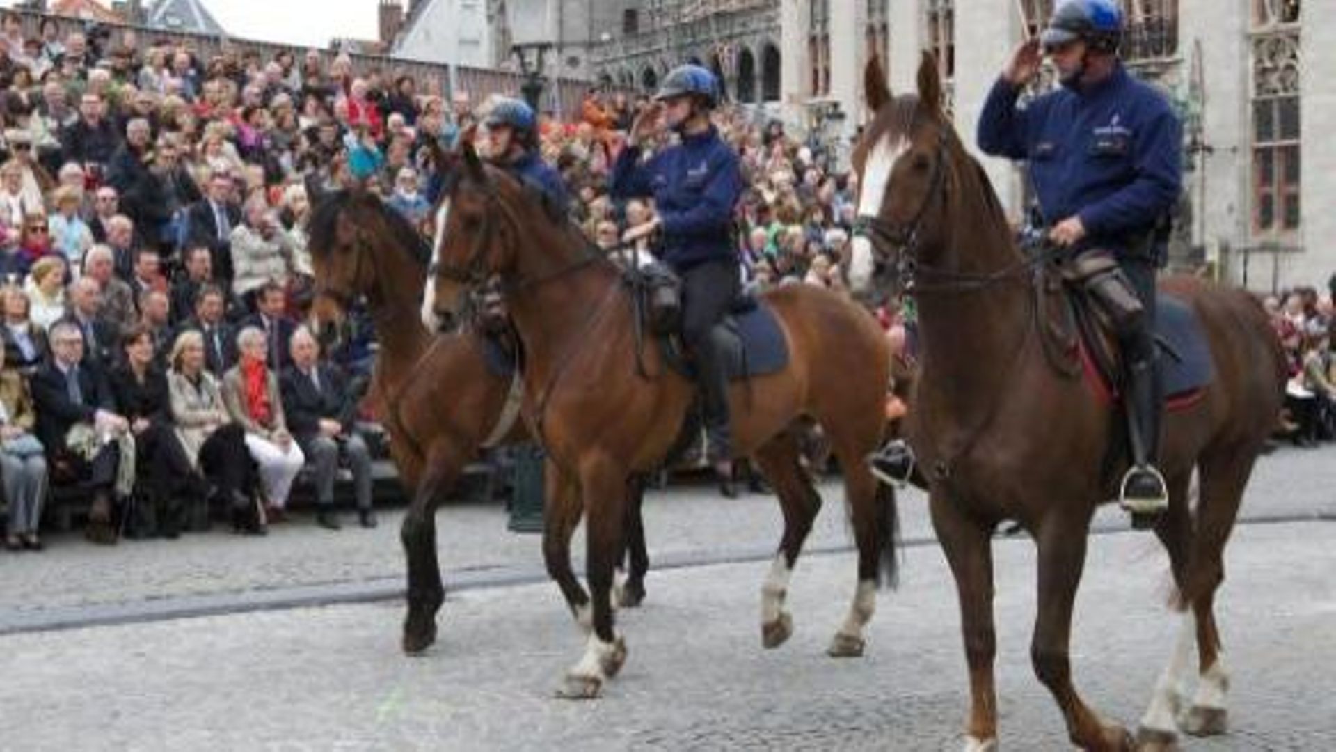 Des policiers à cheval lors d'une manifestation à Bruxelles