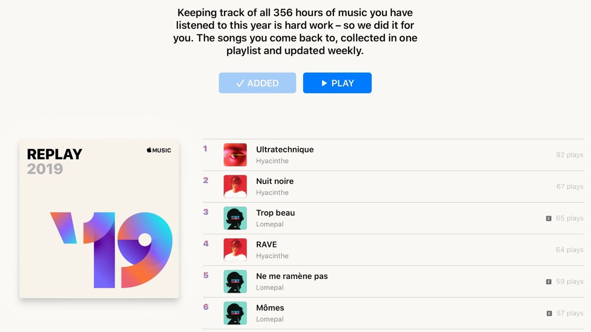 Apple Music lance Replay, la playlist de vos morceaux les plus écoutés de l'année
