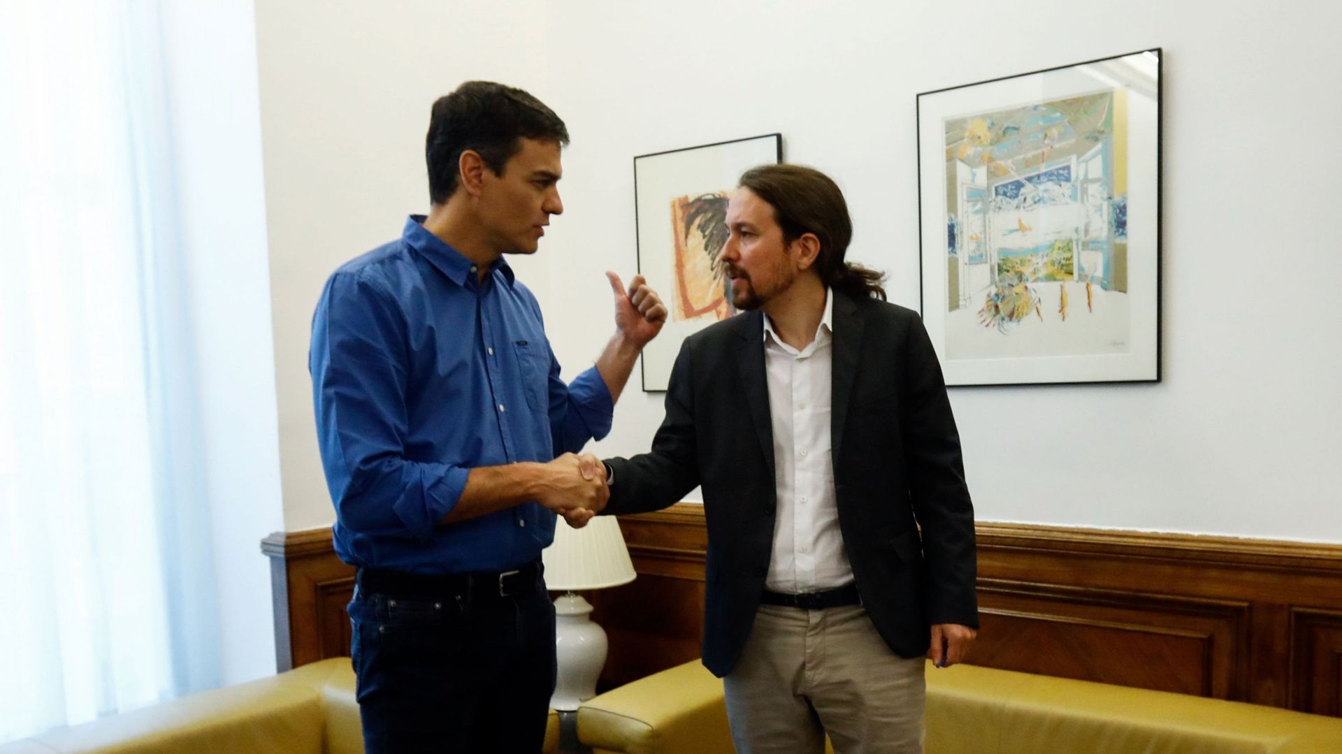 Pedro Sanchez (PSOE) et Pablo Iglesias (Podemos)
