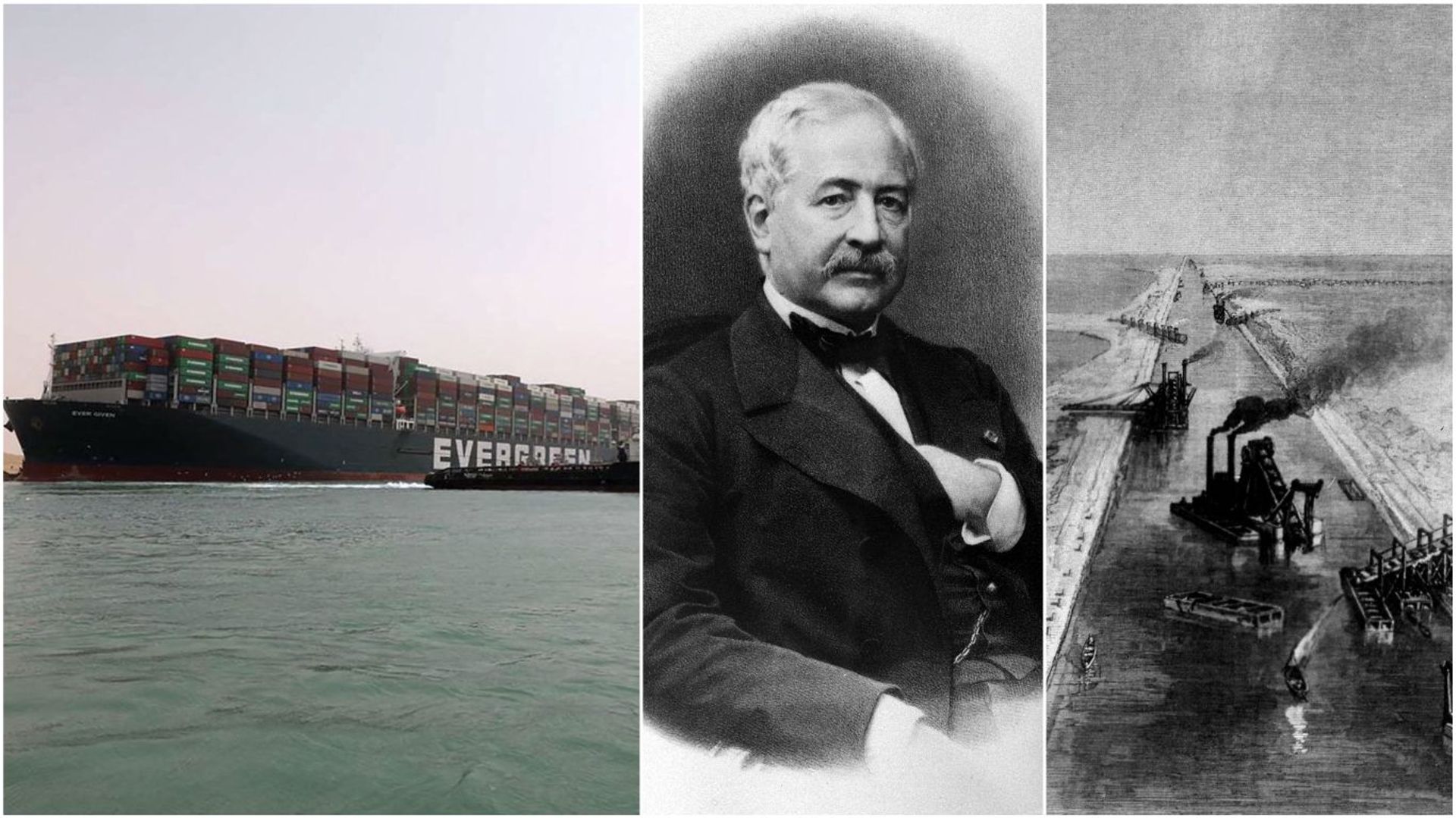 Le canal de Suez, bloqué par un porte-conteneurs, a été imaginé par le Français Ferdinand de Lesseps.