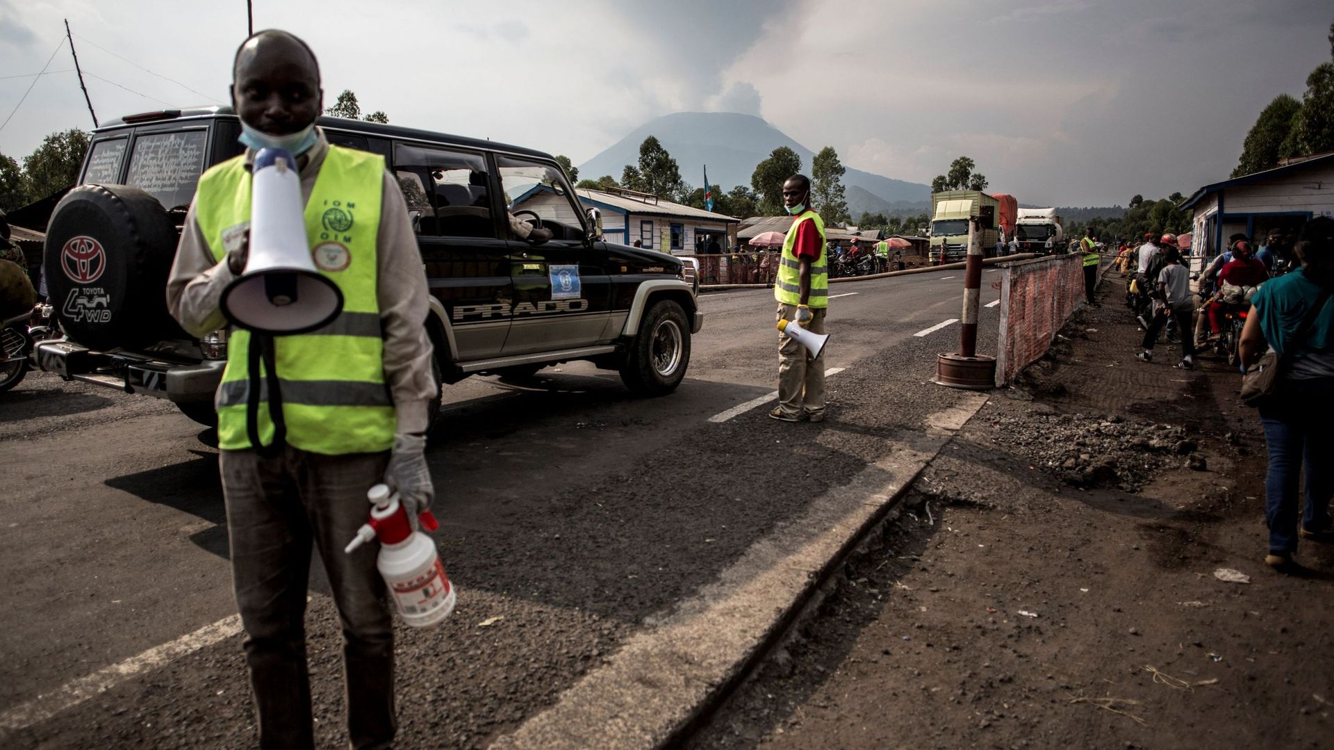 Station de dépistage de l'Ebola sur la route entre Butembo et Goma, le 16 juillet 2019